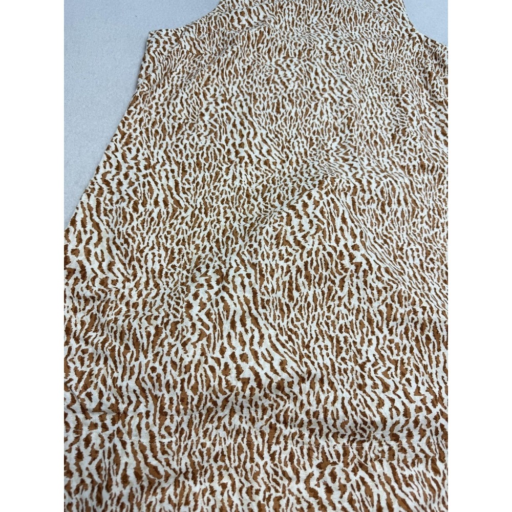Old Navy Dress Women's XL Brown Animal Print Linen Tank Shift Knee Length Summer - Picture 2 of 10
